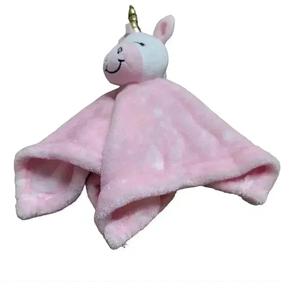 HB pink Unicorn plush baby security blanket 14x14in - Picture 1 of 4